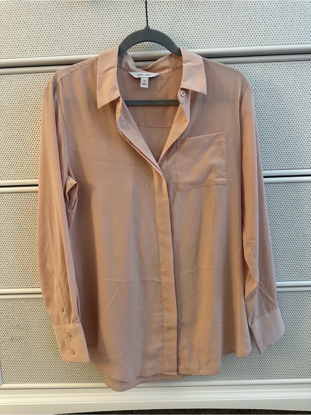 Nine West Long-Sleeve Button Down Shirt - Blush
